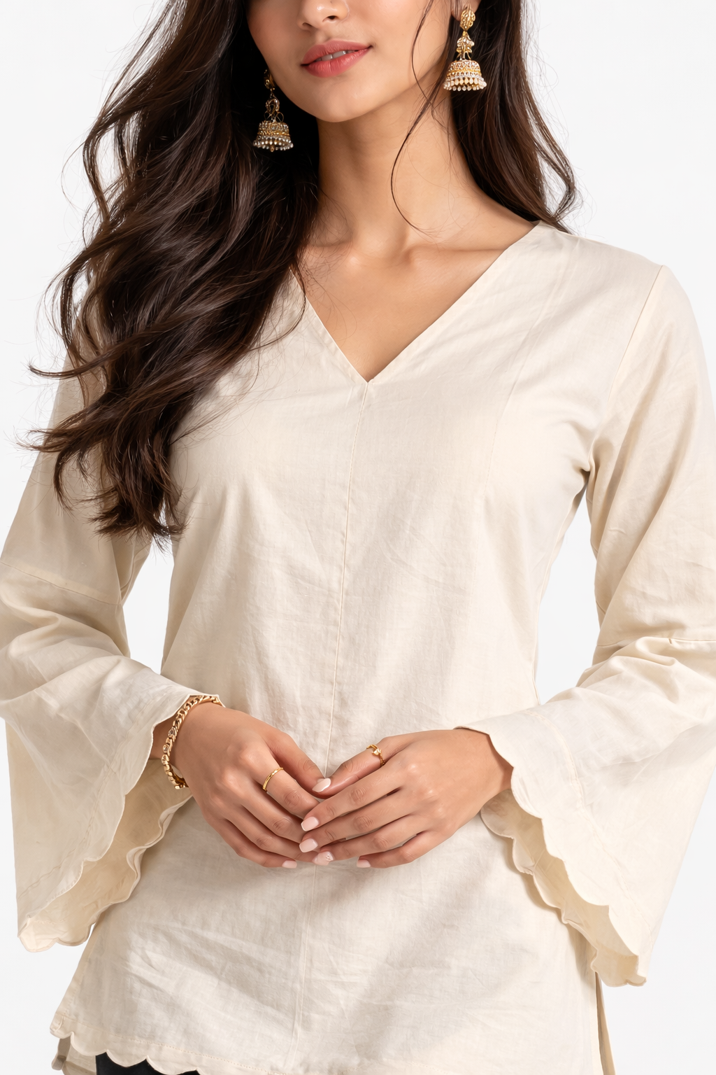 Moon Beige Short Kurti – Soft Luxe Edition