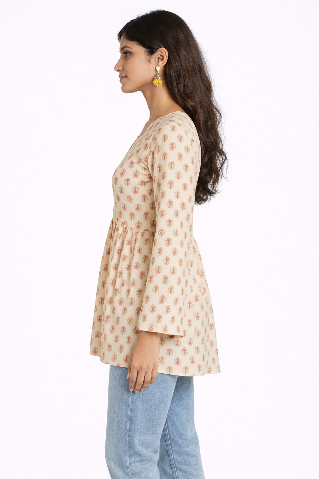 Phoolrang V-Neck Short Kurti