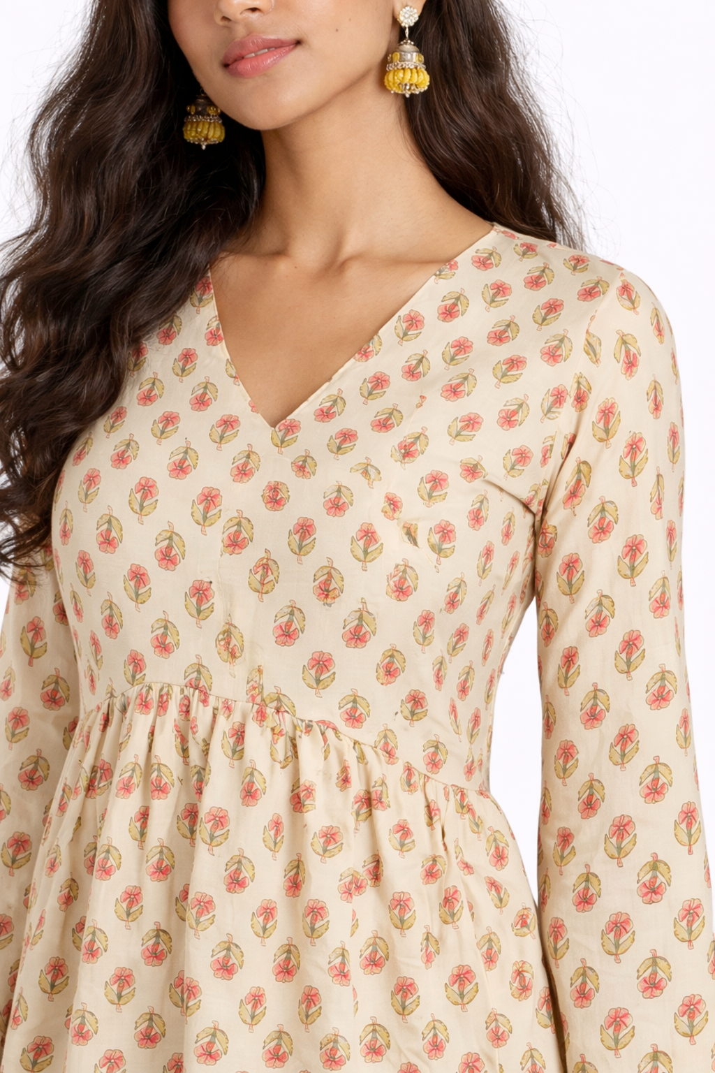 Phoolrang V-Neck Short Kurti